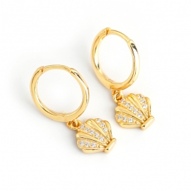 New diamond-set zircon shell-shaped s925 sterling silver ear stud earrings earrings