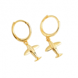 Airplane-shaped fashion wild gold s925 sterling silver earrings ear buckle