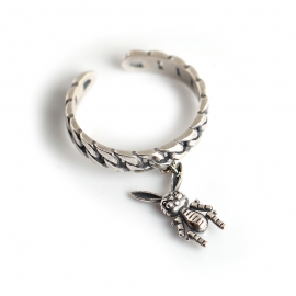 Retro rabbit s925 sterling silver open ring fashion popular jewelry ring female