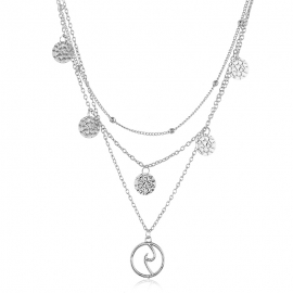 European and american fashion simple temperament pearl shell shape pendant multi-layer short clavicle necklace