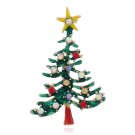 European and american fashion clothing creative hollow gift pin golden christmas tree brooch