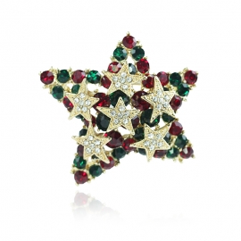 Creative christmas five-star decoration brooch