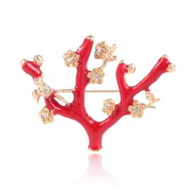 Plum blossom crystal brooch, exquisite small tree flower, drop oil brooch