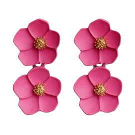 Korean fashion temperament earrings romantic multicolor flower earrings double earrings for women