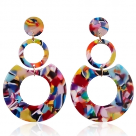 Cross-border hot selling acetate sheet acrylic earrings european and american exaggerated geometric multi-layer circle earrings women