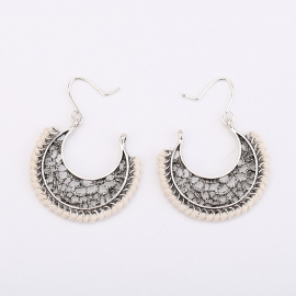 Cross-border semicircle hollow fashion earrings handmade threaded and knitted ethnic earrings