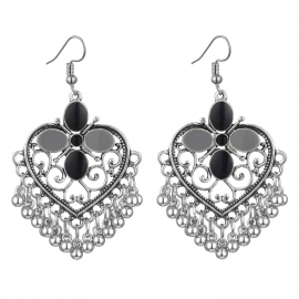 Peach heart-shaped oil drop alloy beads indian style earrings