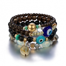 New bracelet bohemian vintage bracelet imitation crystal stone handmade multi-string shell big eye pendant bracelet