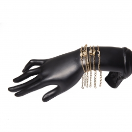 European and american cross-border jewelry, multi-layer retro wild bergamot bracelet, female micro-inlaid geometric smiley face leaf chain bracelet