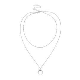 European and american cross-border jewelry, versatile, simple and personalized items, alloy meniscus pendant multi-layer clavicle necklace women