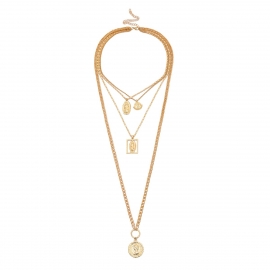 European and american cross-border jewelry retro personality embossed face makeup item ornament sweater chain female simple multi-layer jesus necklace