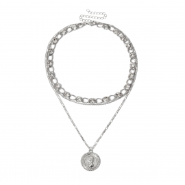 European and american cross-border jewelry portrait wild street style fashion money decoration female personality diamond and alternating chain simple necklace