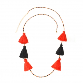 European and american bohemian folk style retro handmade necklace, hit color rice bead tassel pendant long necklace