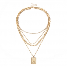 European and american cross-border jewelry, personalized street shooting snake bone chain, all-match item, retro letter pendant, diamond multi-layer necklace