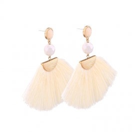 European and american fashion cross-border jewelry manufacturers wholesale literary retro alloy fan-shaped tassels ladies earrings wish hot