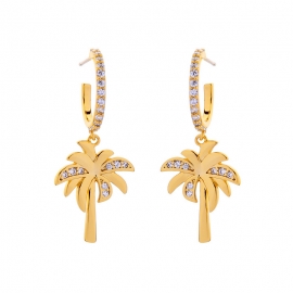925 silver needle copper pieces gold-plated coconut tree zircon diamond earrings female japanese and korean style fashion holiday earrings
