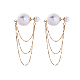 Design multi-layer tassel earrings fashion korean pearl earrings female personality wild net red earrings