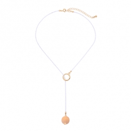 Simple adjustable wooden bead pendant necklace female european and american style fashion temperament clavicle chain one drop delivery