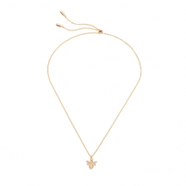 Creative simple zircon diamond cute bee pendant necklace female japanese and korean fashion long sweater chain