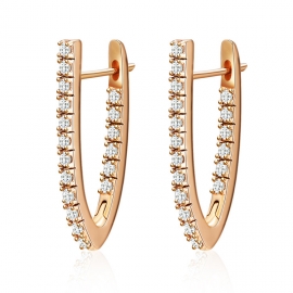 Factory wholesale cross-border european and american hot selling earrings 14k gold plated earrings v-shaped zircon ear buckle earrings for women