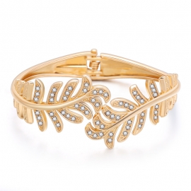 European and american fashion bracelets wild gold-plated leaf bracelets half diamond ladies boutique bracelets little girls jewelry