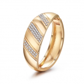 European and american jewelry manufacturers wholesale bracelets minimalist curved smooth jewelry diamond-set gold-plated spring bracelet ladies bracelet