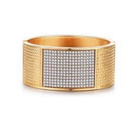 New style womens jewelry european and american wide-brimmed bracelet, light luxury, two-color gold-plated bracelet with diamonds, a generation of hair jewelry
