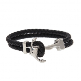 European and american fashion high quality sheepskin stainless steel anchor accessory bracelet mens bracelet