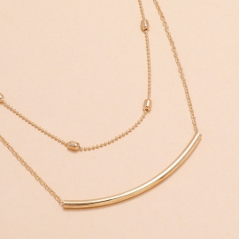 European and american cross-border hot-selling jewelry fashion simple style thin chain small tube double layer necklace