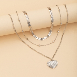 European and american cross-border hot-selling jewelry fashion all-match diamond love pendant arrow chain multi-layer necklace