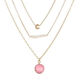 European and american new alphabet accessories, personality and creativity, natural freshwater pearl resin imitation natural stone multilayer pendant necklace