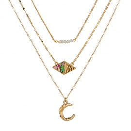 Hot new accessories, natural freshwater pearl abalone shell multi-layer necklace ins