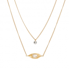 European and american fashion jewelry ladies multilayer necklace natural freshwater pearl pendant necklace natural zircon card neck