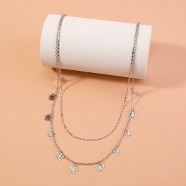 Retro temperament simple fashion jewelry european and american personality silver wild butterfly tassel double necklace clavicle chain