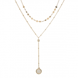 European and american necklaces imitation natural white jade bound stone freshwater pearl necklace golden clavicle chain ladies multilayer necklace