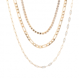 Cross-border hot-selling jewelry in europe and america, hip-hop street exaggerated simple stacking and detachable multi-layer necklace clavicle chain