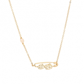 Factory direct sales european and american small fresh safety mesh pin necklace creative simple niche pearl clavicle chain female