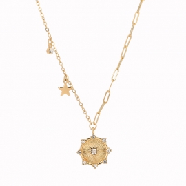 European and american cross-border new hot-selling metal necklace, diamond-encrusted sky light small fresh lady necklace, clavicle chain