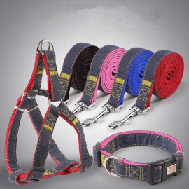 Dog leash chest back dog leash wear-resistant denim sewn dog leash