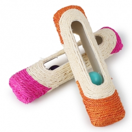Long roller with three clang balls sisal cat scratching board