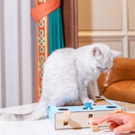 Box solid wood cat interactive toy whack-a-mole cross-border solid wood cat scratch board interactive cat tickling toy