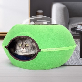 Cat nest ufo space transparent cabin cat bed felt