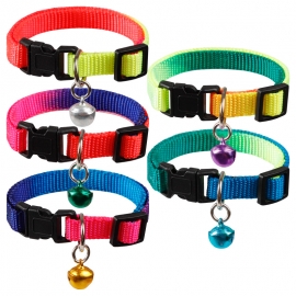 Rainbow cat collar 10cm3 colorful nylon bell cat collar collar