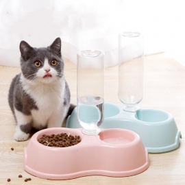 Round plastic pet double bowl