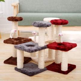 Sisal cat climbing frame three pillars three layer square plate medium cat jumping platform cat toy