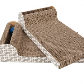 Abrasion resistant cat scratch board with bell ball corrugated cat toy puzzle cat scratch board