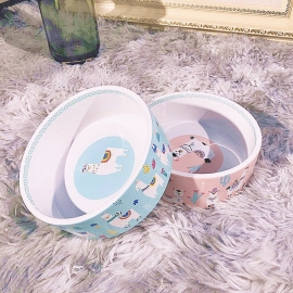 Pet ceramic bowl alpaca printed cartoon food bowl