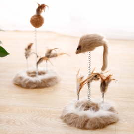 Round miniature cat cat climbing frame spring mouse cat scratching board cat post cat tree jumping platform