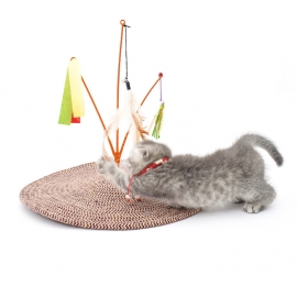 Creative swinging tree cotton rope cat scratch pad feather tickle cat stick bell ball cat toy
