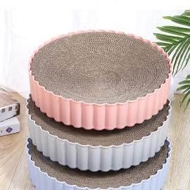 Alternative corrugated cat scratch board cat play nest round